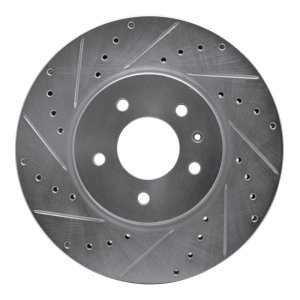 Cadillac STS Brake Rotor (1) - Front Left - R1 Concepts - Drilled & Slotted - Silver - `09-`11